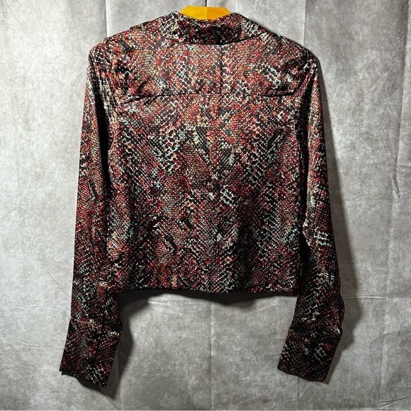 NWT Nicholas Women's Page Print Long Sleeve Top Red Black Snake Reptile sz US 2 - Picture 8 of 10